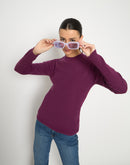 Madame Mock Neck Solid Purple Skeeve