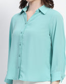 Madame Button-Down Collared Jade Green Shirt