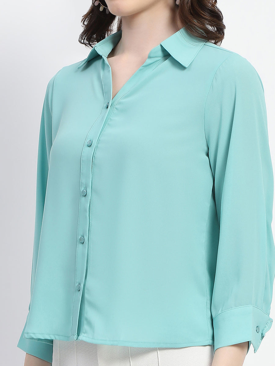 Madame Button-Down Collared Jade Green Shirt