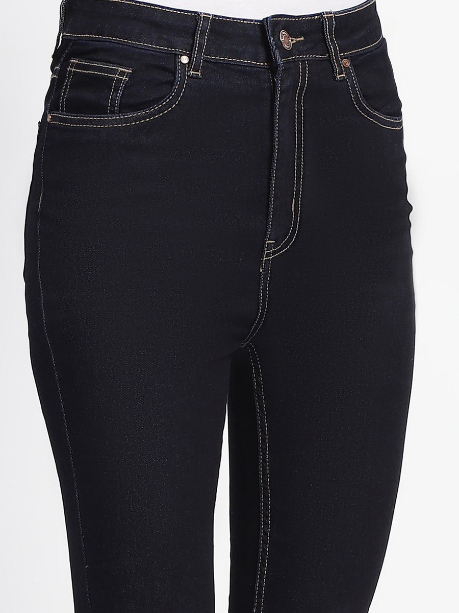 Madame Solid Dark Blue Skinny Fit Cotton Denim