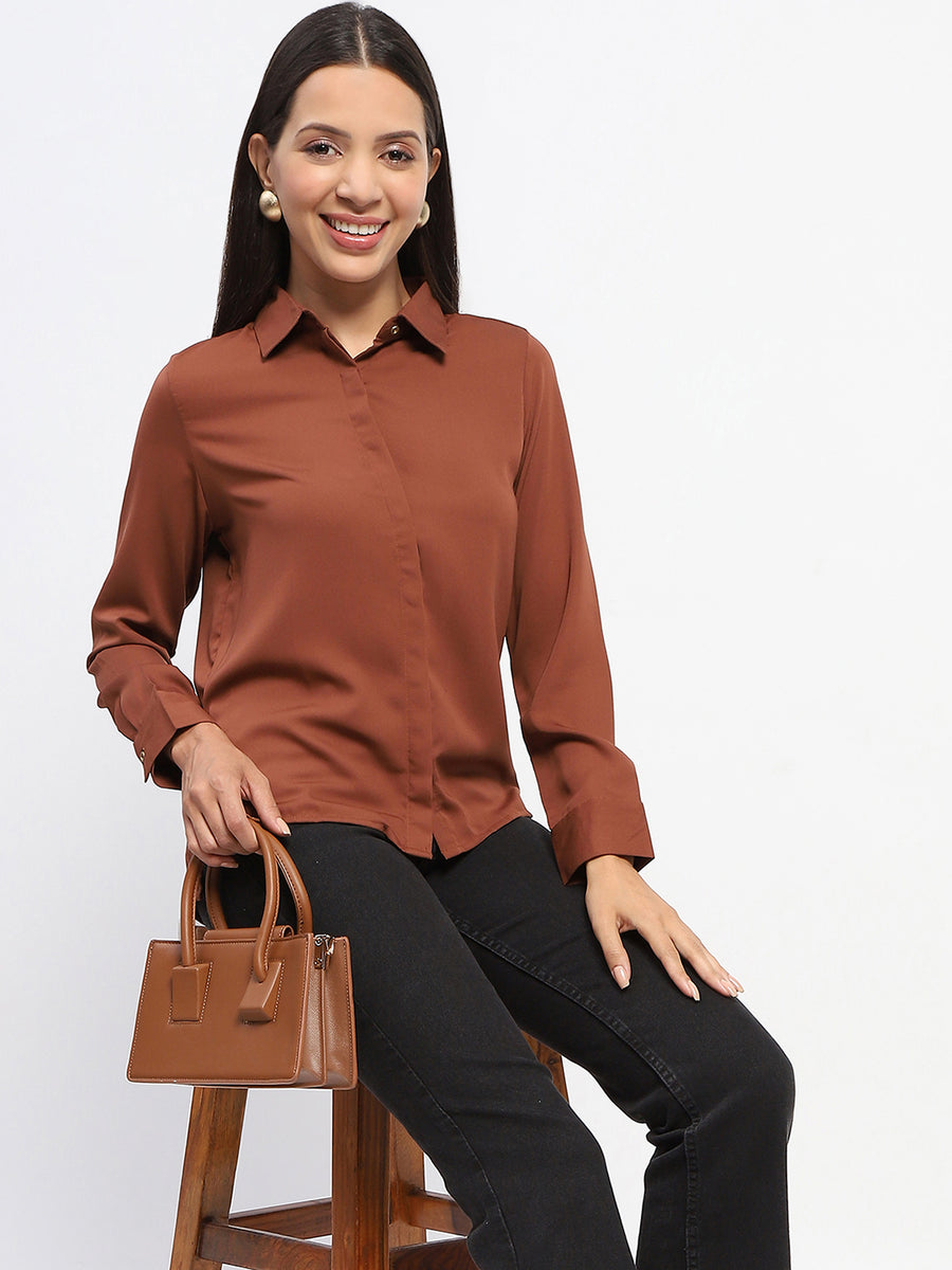 Madame Collared Button Down Cuffed Shirt