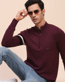 Camla Barcelona Zipped Mock Neck Purple Sweater