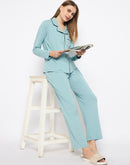 mSECRET Open Front Contrast Bonning Mint Green Night Suit