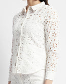 Madame White Schiffli Cotton Shirt