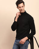 Camla Barcelona High Neck Solid Black Sweater