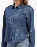 Madame Typography Blue Denim Shirt