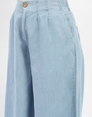 Madame Wide Leg Cropped Light Blue Denim