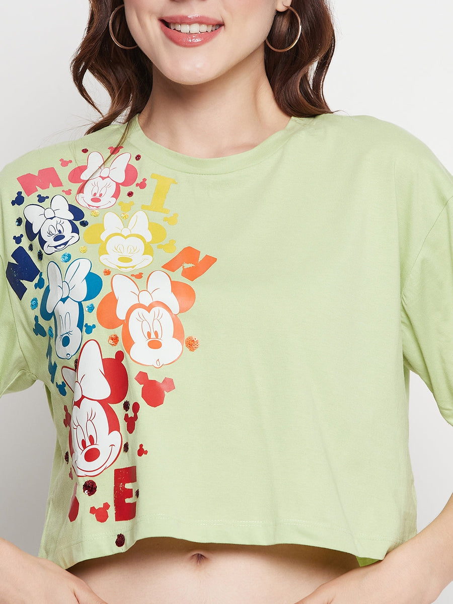 Camla Barcelona Disney Mini Mouse Print Green T-Shirt