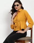 Madame Cinched Waist Mustard Shirt