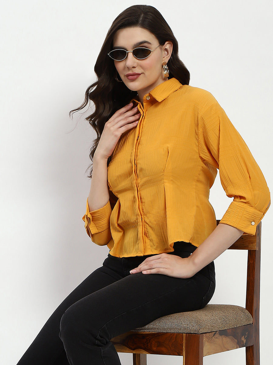 Madame Cinched Waist Mustard Shirt