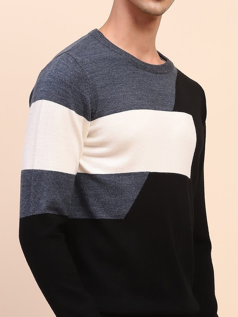 Camla Barcelona Colourblock Crew Neck Navy Sweater