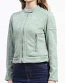 Madame Mint Faux Suede Biker Jacket