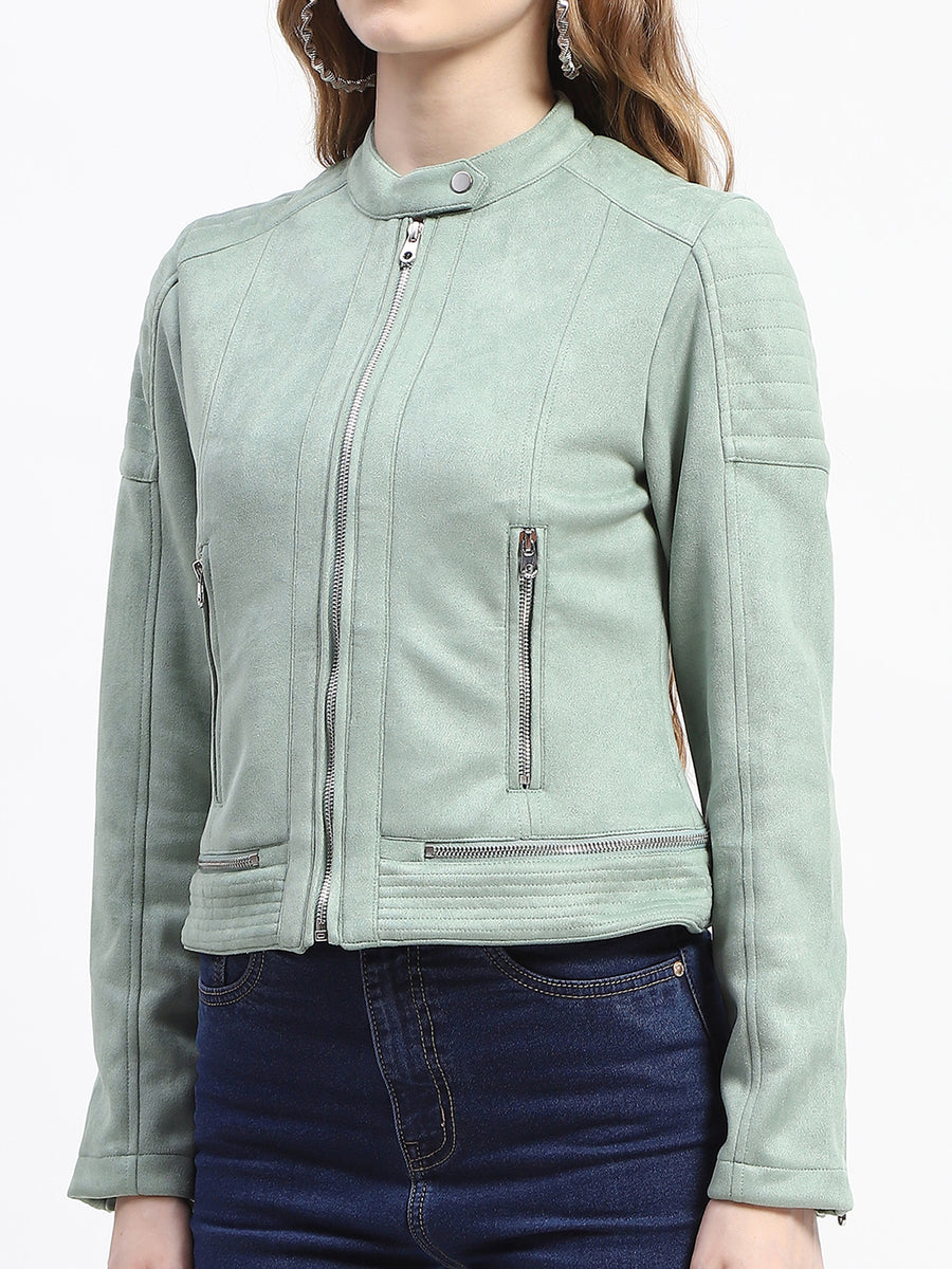 Madame Mint Faux Suede Biker Jacket