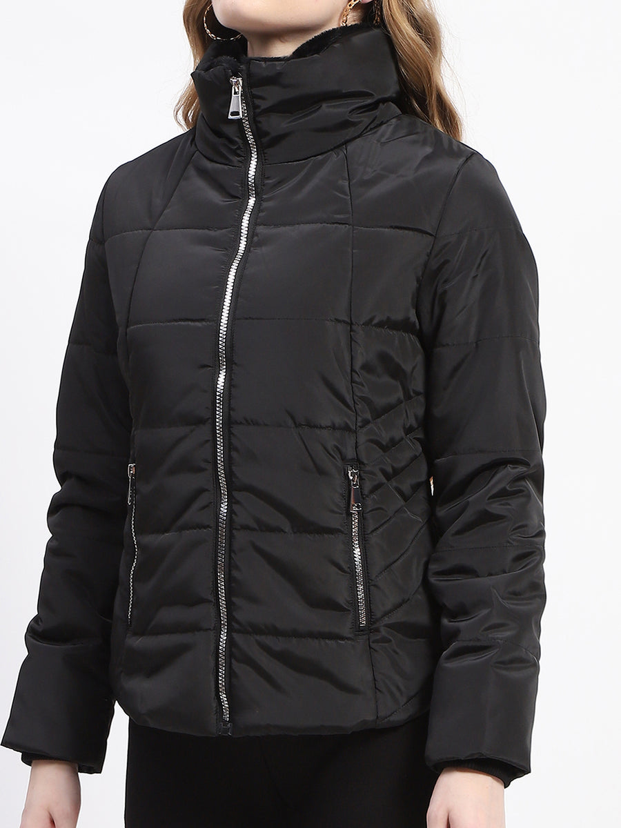 Madame High Neck Quilted Black Puffer Jacket