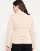 Madame Nylon Detachable Hood Quilted Brown Short Jacket