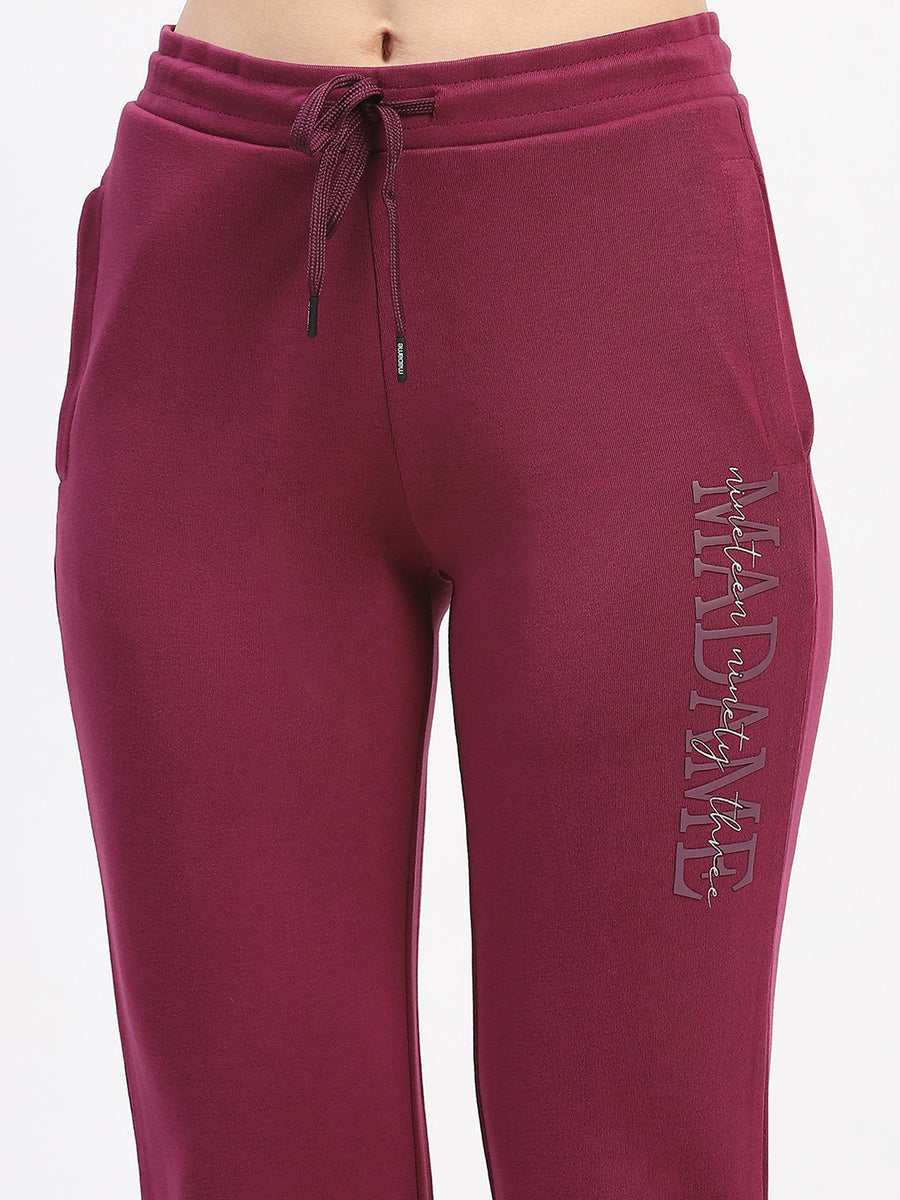 mSECRET Typography Drawstring Waist Purple Track Bottoms