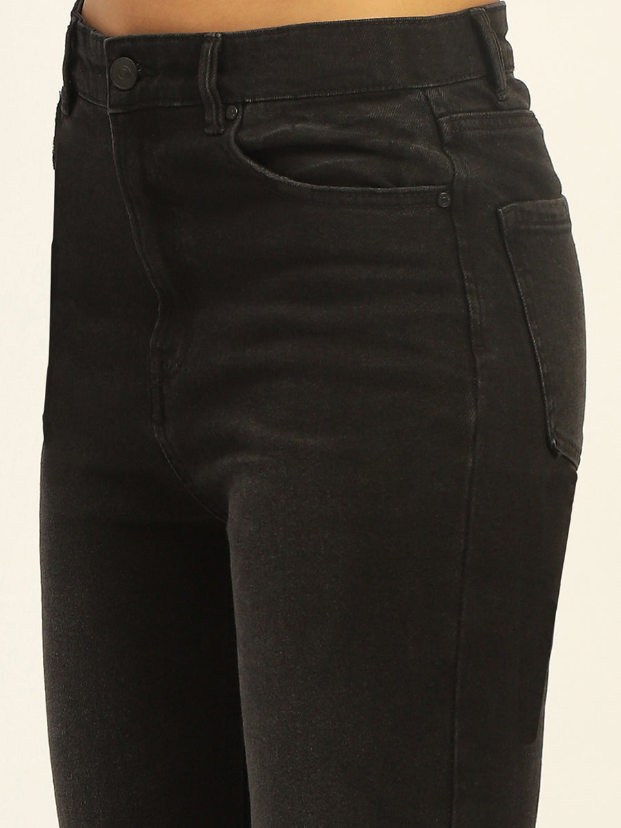 Madame Skinny Fit Raw Hem Cotton Black Denim