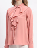 Madame Ruffle Collar Solid Blush Shirt