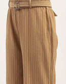 Madame Waist Belted Tapered Fit Brown Trousers