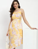 Madame Mustard Fit And Flare Cotton Blend Midi Dress