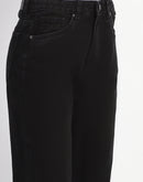 Madame Straight Fit Frayed Hem Solid Black Denim