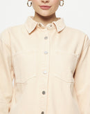 Camla Barcelona Solid Peach Denim Jacket