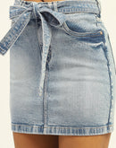 Madame Blue Cotton Denim Skirt