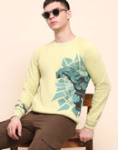 Camla Barcelona Graphic Printed Lime Green Cotton Sweatshirt