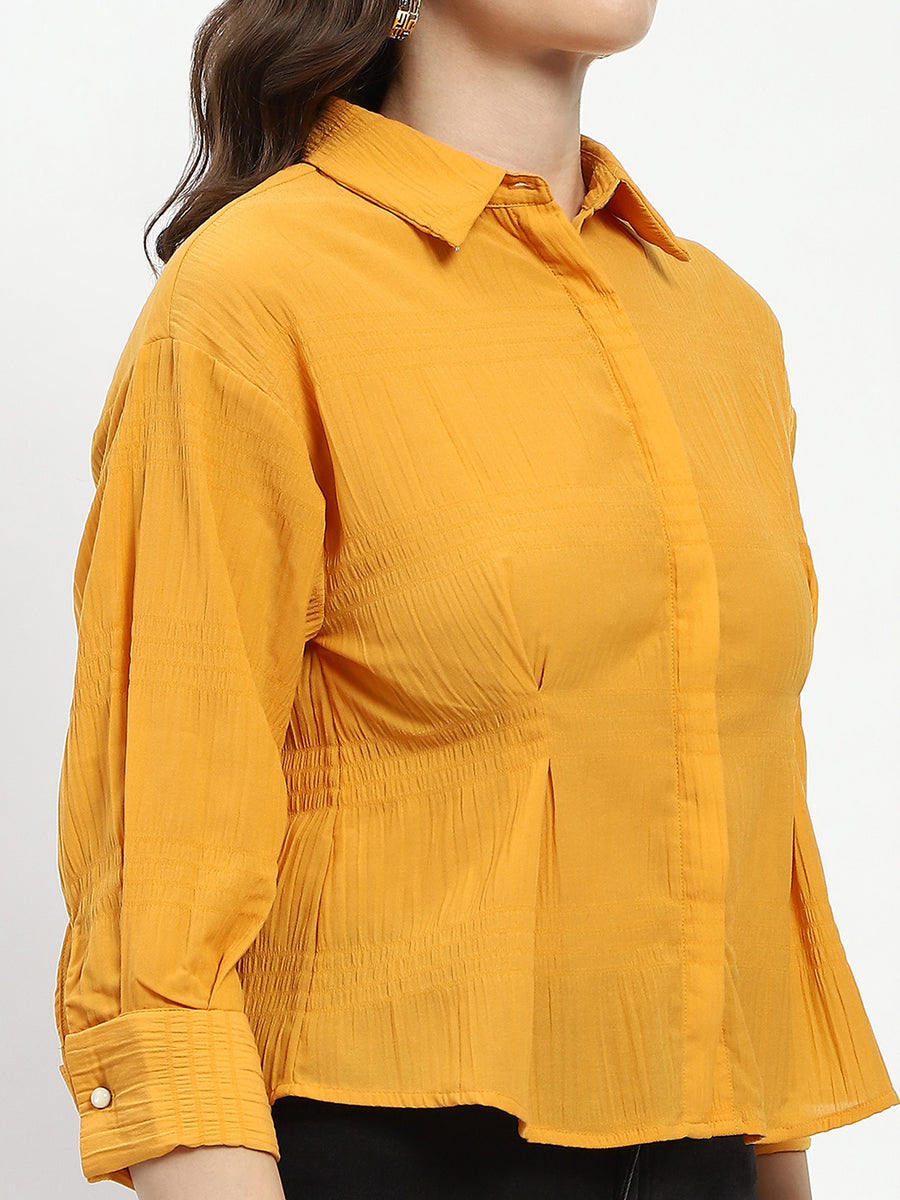 Madame Cinched Waist Mustard Shirt