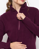 Madame Polar Fleece Half-Zipper Mulberry Sweatshirt