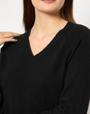 Madame V Neck Skinny Fit Black Sweater