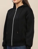 Madame Cotton Blend Black Zipped Sweatshirt