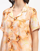 mSECRET Orange Marble Print Short Sleeve Night Suit Set