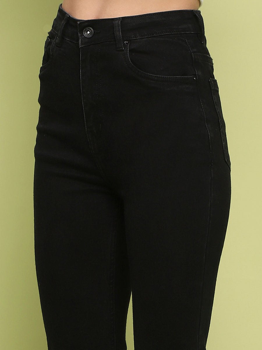 Madame Cotton Blend Black Grey Flared Denim Jeans