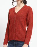 Madame Crew Neck Solid Rust Cardigan