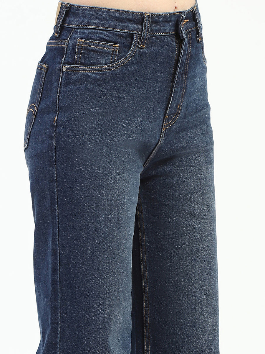 Madame Blue Wide-Leg Cotton Jeans