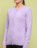 Madame Self Design Buttoned Lilac Cardigan