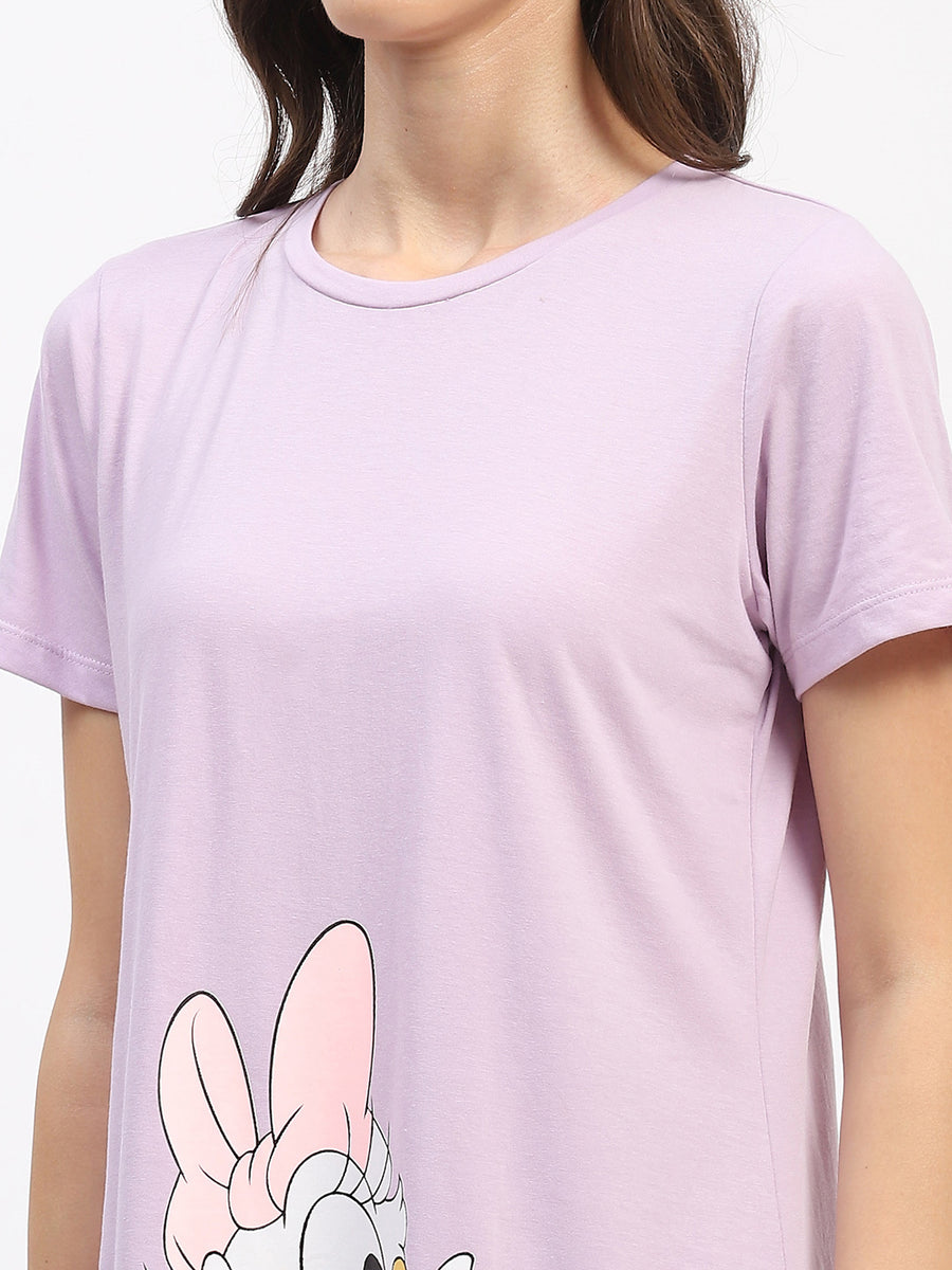 mSECRET Disney Graphic Print Cotton Lilac Sleep shirt