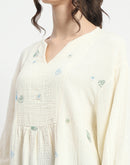 Madame Embroidered Boho Cotton Beige Top