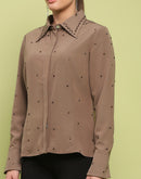 Madame Allover Embellished Brown Shirt