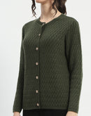 Madame Cable Knit Solid Olive Cardigan