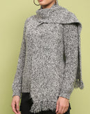 Madame Self Design Regular Fit Grey Sweater