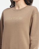 Madame Typography Adorned Cotton Blend Brown Sweatshirt