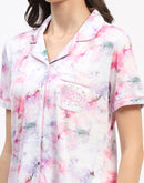 mSECRET Pink Tie-Dye Button-Down Pajama Set with Collared Shirt