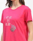 mSECRET Hot Pink Typographic Print Applique Night suit