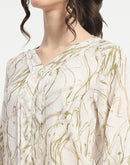 Madame Rayon Blend Abstract Print Green Top