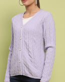 Madame Printed Cable Knit Mauve Cardigan