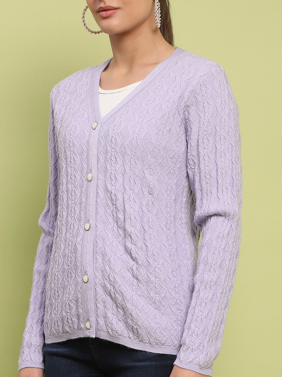 Madame Printed Cable Knit Mauve Cardigan