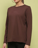 Madame Embossed Cotton Blend Coffee Brown Top