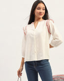 Madame Embroidery Detailing Off White Top